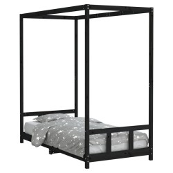 Cadre de lit pour enfants noir 90x190 cm bois de pin massif 
