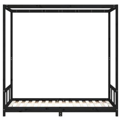 Cadre de lit pour enfants noir 90x190 cm bois de pin massif 