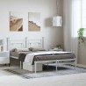 Cadre de lit métal sans matelas et tête de lit blanc 193x203 cm 