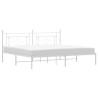 Cadre de lit métal sans matelas et tête de lit blanc 193x203 cm 