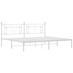 Cadre de lit métal sans matelas et tête de lit blanc 193x203 cm 