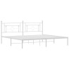 Cadre de lit métal sans matelas et tête de lit blanc 193x203 cm 