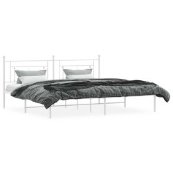 Cadre de lit métal sans matelas et tête de lit blanc 193x203 cm 
