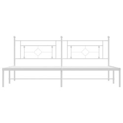 Cadre de lit métal sans matelas et tête de lit blanc 193x203 cm 