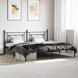 Cadre de lit métal sans matelas avec tête de lit noir 193x203cm 