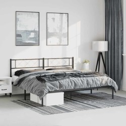 Cadre de lit métal sans matelas avec tête de lit noir 193x203cm 