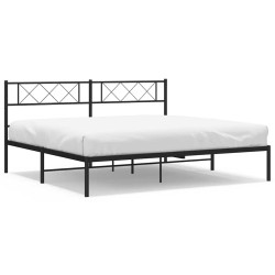 Cadre de lit métal sans matelas avec tête de lit noir 193x203cm 