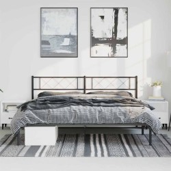 Cadre de lit métal sans matelas avec tête de lit noir 193x203cm 