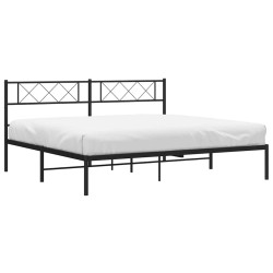 Cadre de lit métal sans matelas avec tête de lit noir 193x203cm 