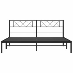 Cadre de lit métal sans matelas avec tête de lit noir 193x203cm 
