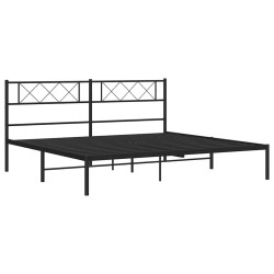 Cadre de lit métal sans matelas avec tête de lit noir 193x203cm 