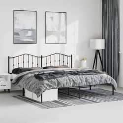 Cadre de lit métal sans matelas avec tête de lit noir 183x213cm 