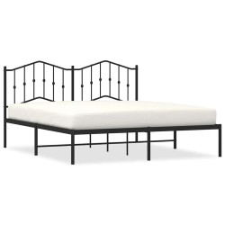 Cadre de lit métal sans matelas avec tête de lit noir 183x213cm 