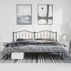 Cadre de lit métal sans matelas avec tête de lit noir 183x213cm 