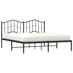 Cadre de lit métal sans matelas avec tête de lit noir 183x213cm 