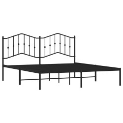 Cadre de lit métal sans matelas avec tête de lit noir 183x213cm 