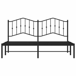 Cadre de lit métal sans matelas avec tête de lit noir 183x213cm 