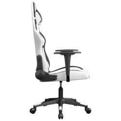 Chaise de jeu de massage Blanc et noir Similicuir 