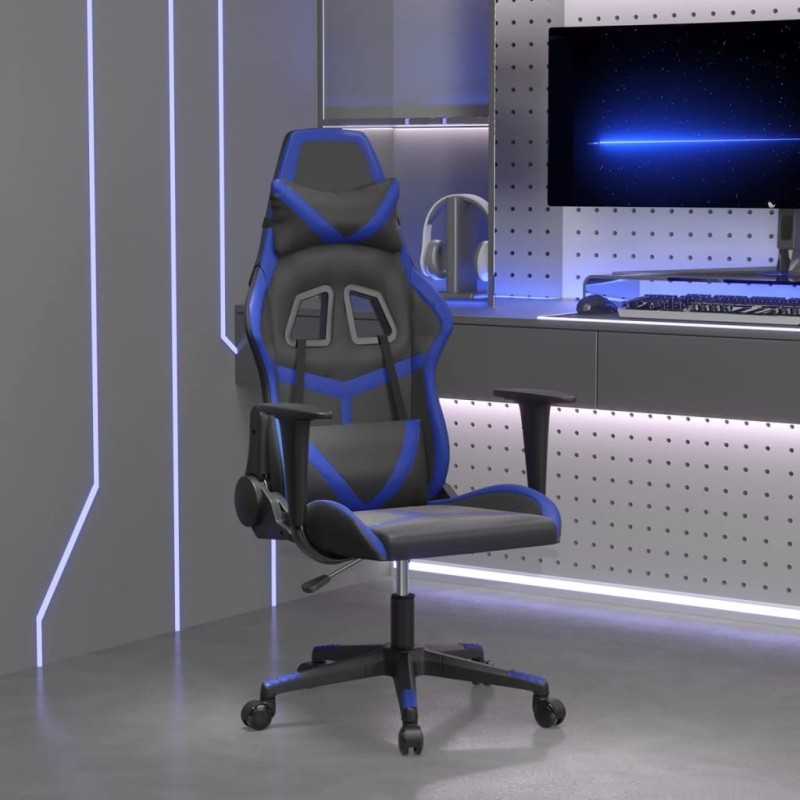 Chaise de jeu de massage Noir et bleu Similicuir 