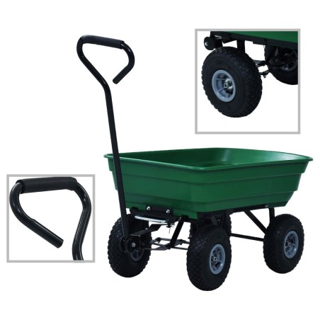 Chariot à main de jardin 300 kg 75 L Vert 