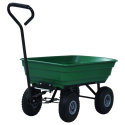 Chariot à main de jardin 300 kg 75 L Vert 
