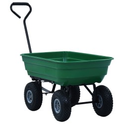 Chariot à main de jardin 300 kg 75 L Vert 