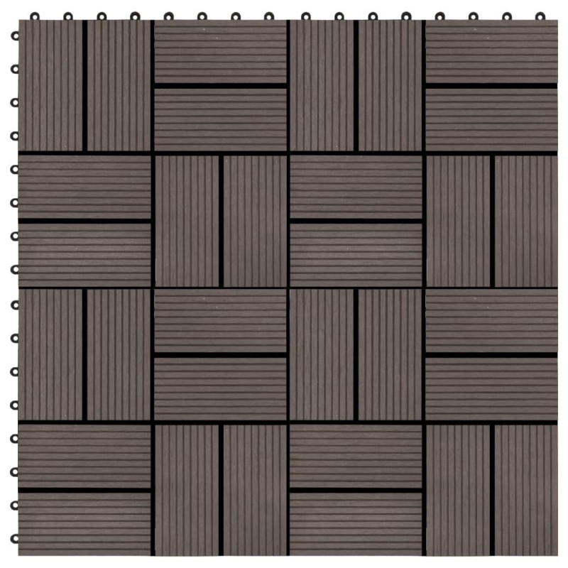 Carreaux de terrasse 22 pcs 30 x 30 cm 2 m² WPC Marron foncé Carreaux de terrasse 22 pcs 30 x 30 cm 2 m² WPC Marron foncé
