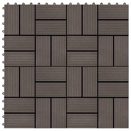 Carreaux de terrasse 22 pcs 30 x 30 cm 2 m² WPC Marron foncé 