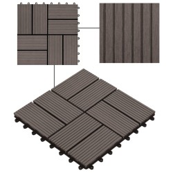 Carreaux de terrasse 22 pcs 30 x 30 cm 2 m² WPC Marron foncé 