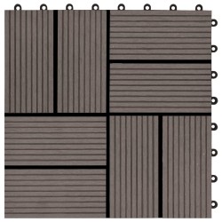 Carreaux de terrasse 22 pcs 30 x 30 cm 2 m² WPC Marron foncé 