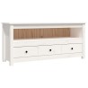 Meuble TV Blanc 114x35x52 cm Bois de pin massif 