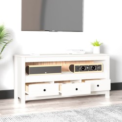 Meuble TV Blanc 114x35x52 cm Bois de pin massif 