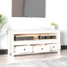 Meuble TV Blanc 114x35x52 cm Bois de pin massif 