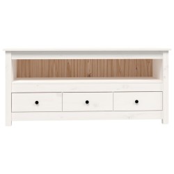 Meuble TV Blanc 114x35x52 cm Bois de pin massif 