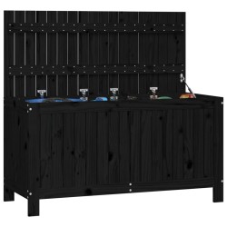 Boîte de rangement de jardin Noir 115x49x60 cm Bois massif pin 