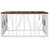 Table basse argenté acier inoxydable/bois massif récupération 