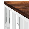 Table basse argenté acier inoxydable/bois massif récupération 