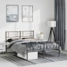 Cadre de lit métal sans matelas avec pied de lit noir 135x190cm 