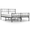 Cadre de lit métal sans matelas avec pied de lit noir 135x190cm 