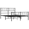 Cadre de lit métal sans matelas avec pied de lit noir 135x190cm 