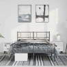 Cadre de lit métal sans matelas avec pied de lit noir 135x190cm 