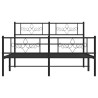 Cadre de lit métal sans matelas avec pied de lit noir 135x190cm 