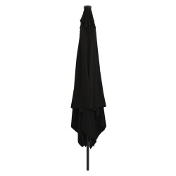 Parasol carréavec lumières LED 295x245 cm en noir 