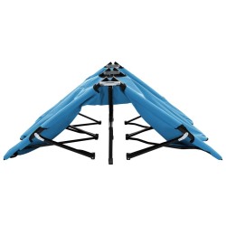 Chaise longue pliable 2 places bleu acier 
