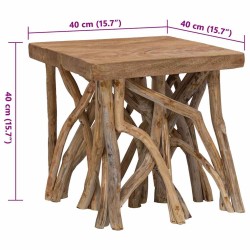 Table basse en rondin 40x40x40 cm bois de récupération mélangé 
