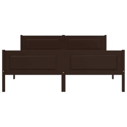 Cadre de lit sans matelas pin massif marron foncé 120x200 cm 