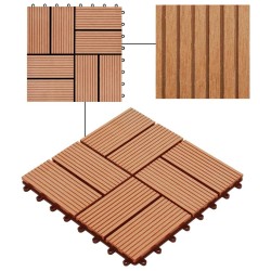 Carreaux de terrasse 22 pcs 30 x 30 cm 2 m² WPC Teck 