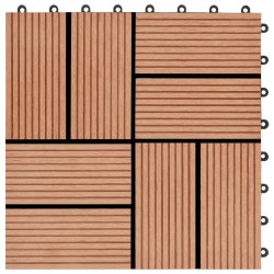 Carreaux de terrasse 22 pcs 30 x 30 cm 2 m² WPC Teck 