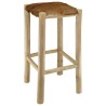 Tabouret de bar Cuir véritable et bois de teck solide 