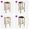 Tabouret de bar Cuir véritable et bois de teck solide 